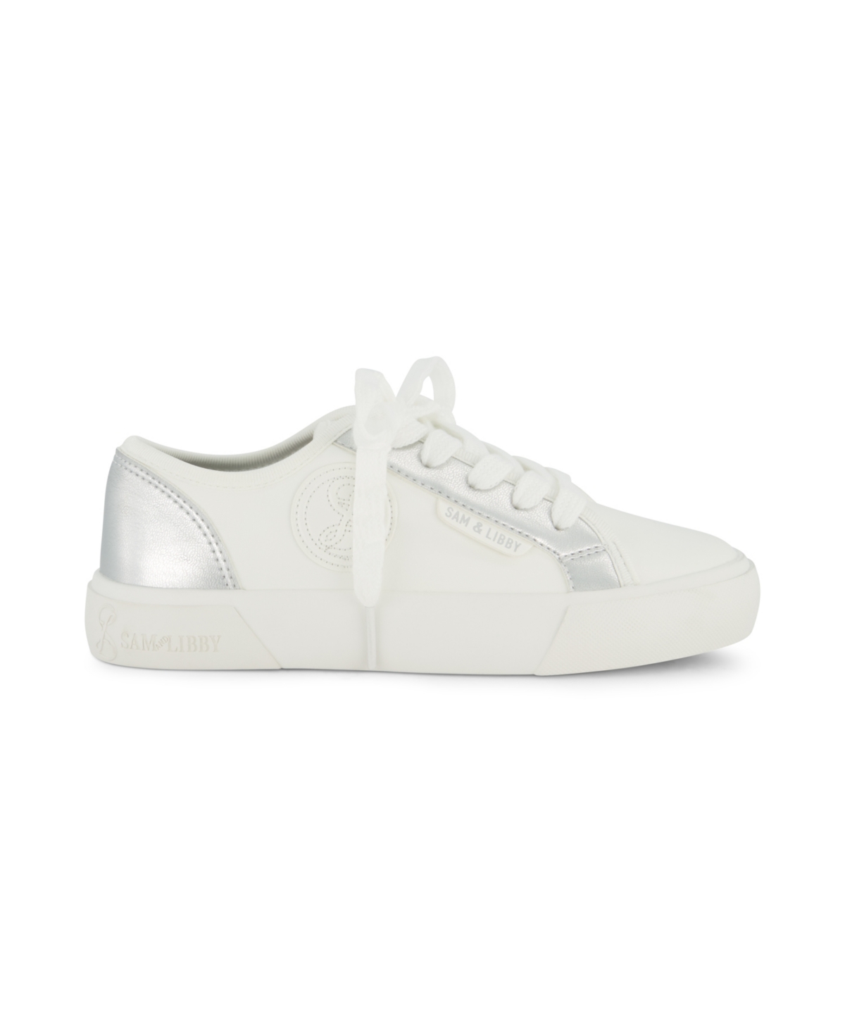 Sam & Libby Little And Big Girls Davie Dina Court Lace Up Sneaker In Silver