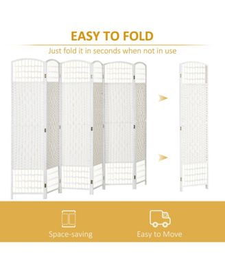 6 Panel Room Divider, Folding Privacy Screen, 5.6' Room Separator, Wave Fiber Freestanding Partition Wall Divider for Rooms, Home, Office, White