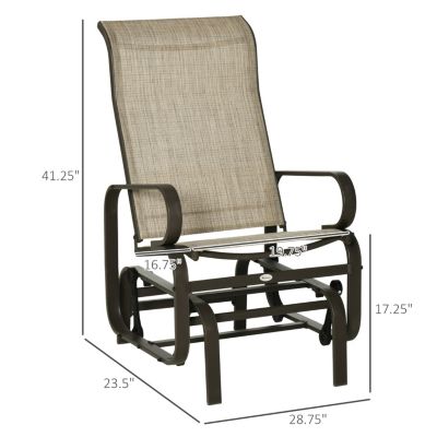 Outdoor Glider Chair, Gliders for Outside Patio with Smooth Rocking Mechanism and Lightweight Construction for Backyard, Tan