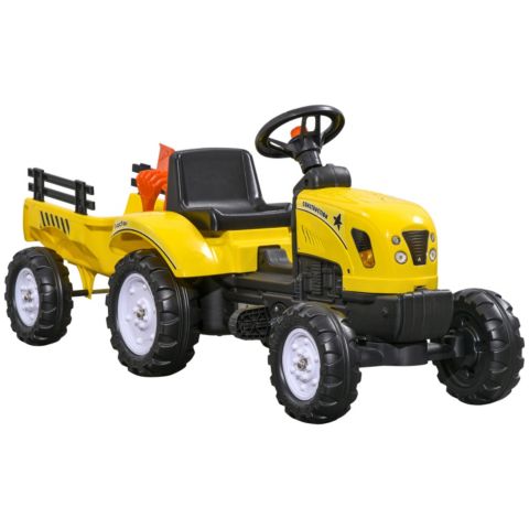 Детская игрушка Streamdale Furniture Farm Tractor with Storage Trailer, Manual Pedal, Horn Ride-On Toy, 77 lbs. Capacity, Ages 3+, цвет: Жёлтый