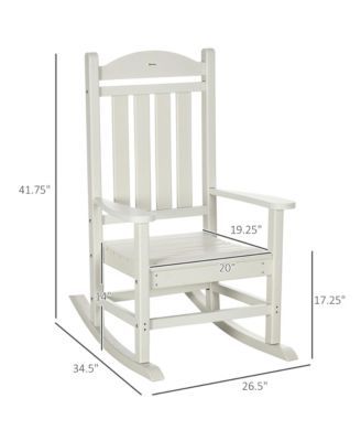 Outdoor Rocking Chair, All Weather-Resistant HDPE Rocking Patio Chairs with Rustic High Back, Armrests, Oversized Seat and Slatted Backrest, 350lbs Weight Capacity, White