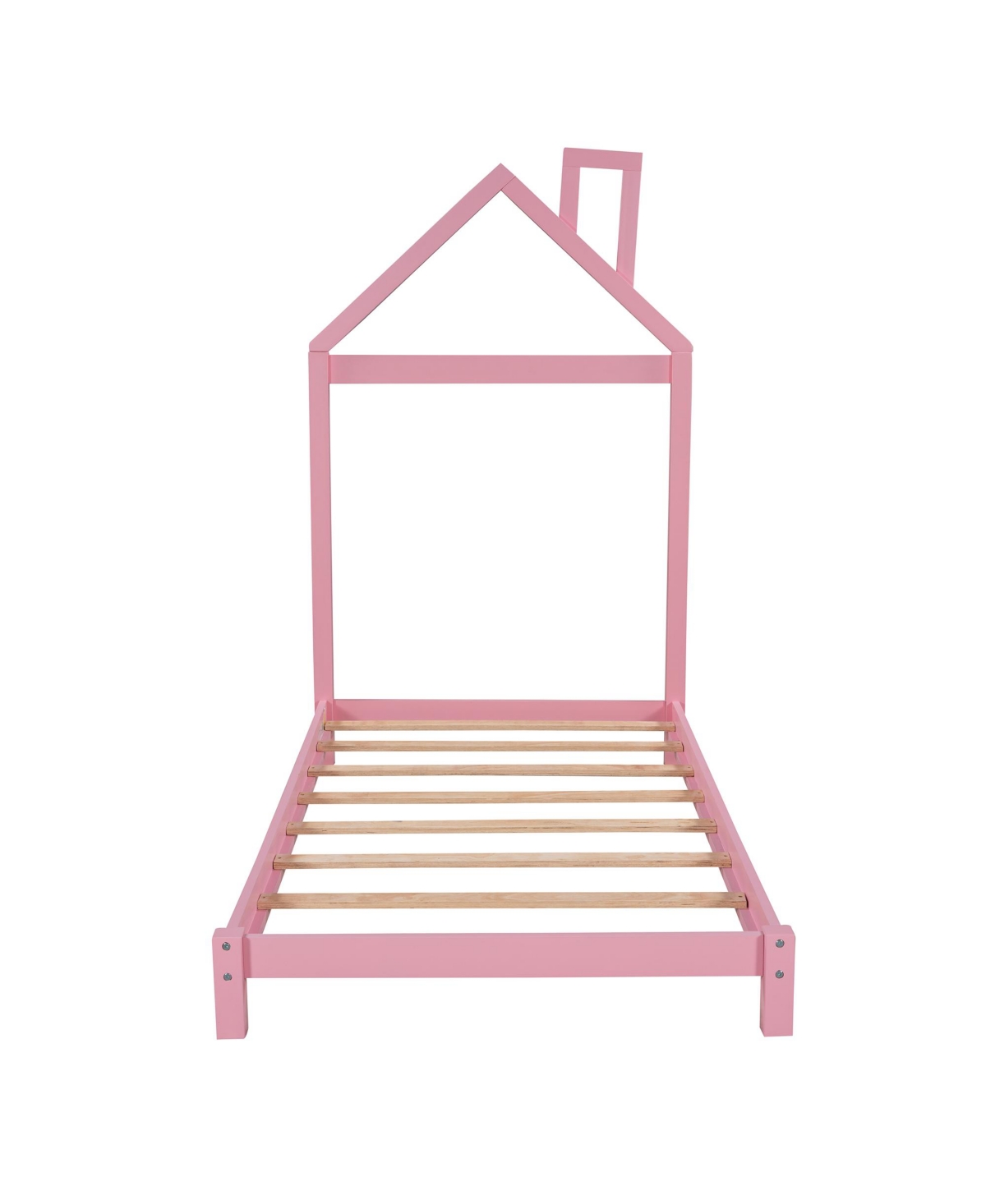 Slickblue Twin Size Wood Platform Bed with House-Shaped Headboard – Stylish and Cozy Design for Kids' Bedrooms, Perfect for Creative Play and R