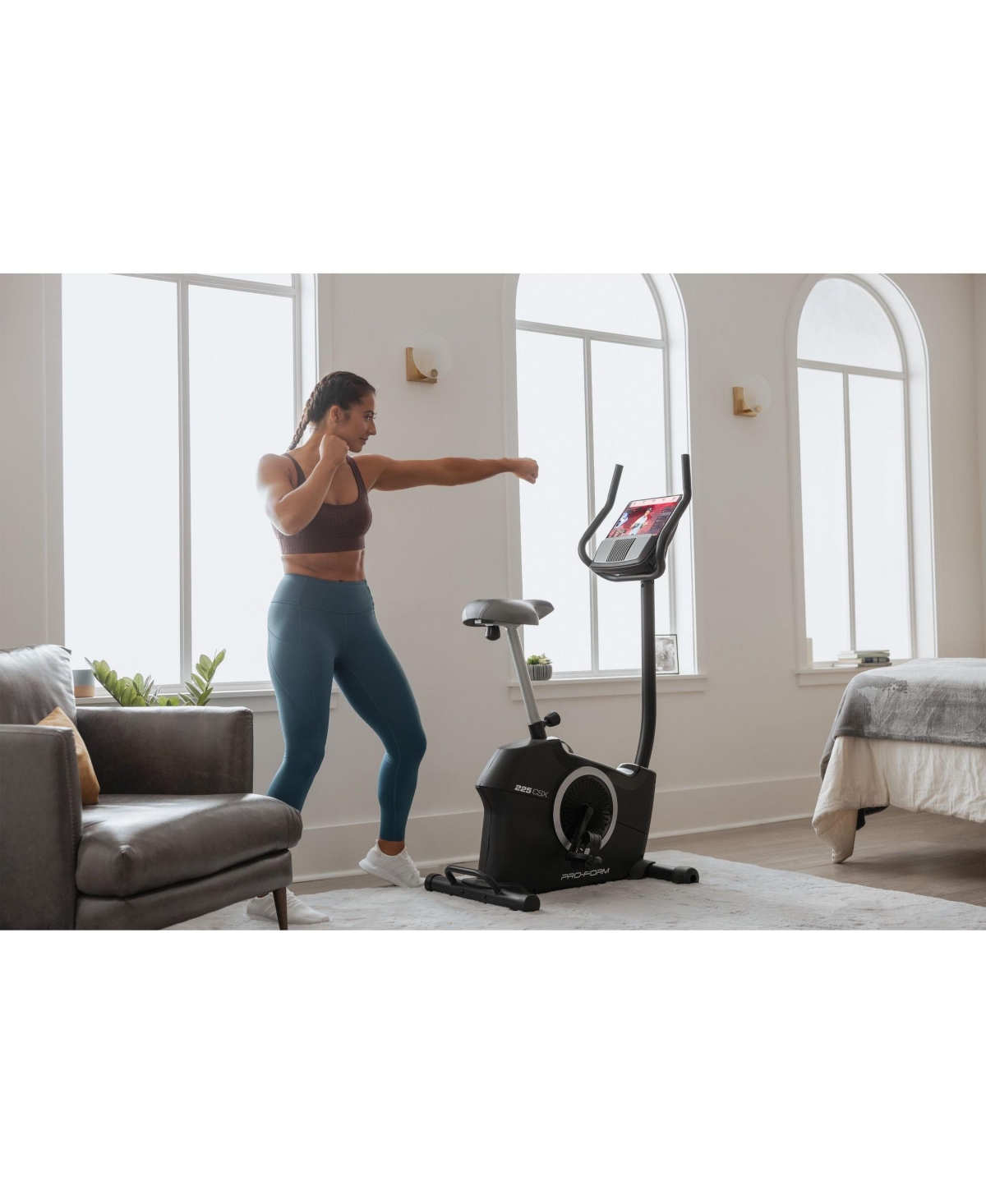 ProForm 225 Csx Upright Exercise Bike with inch Display, Built-In Tablet Holder and Fan