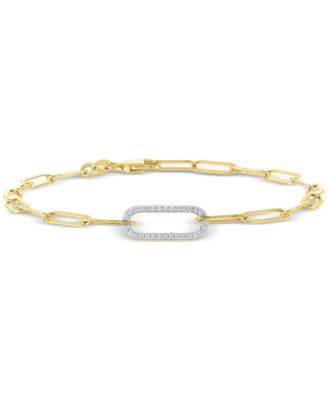 2-Pc. Set Diamond Paperclip Link Collar Necklace & Bracelet (1/4 ct. t.w.) in 14k Gold-Plated Sterling Silver