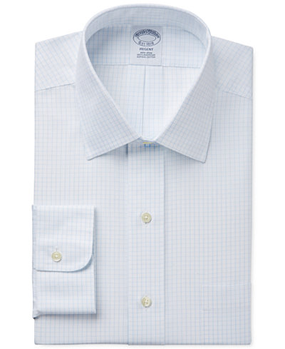 Brooks Brothers Regent Classic-Fit Non-Iron Light Blue Grid Check Dress Shirt