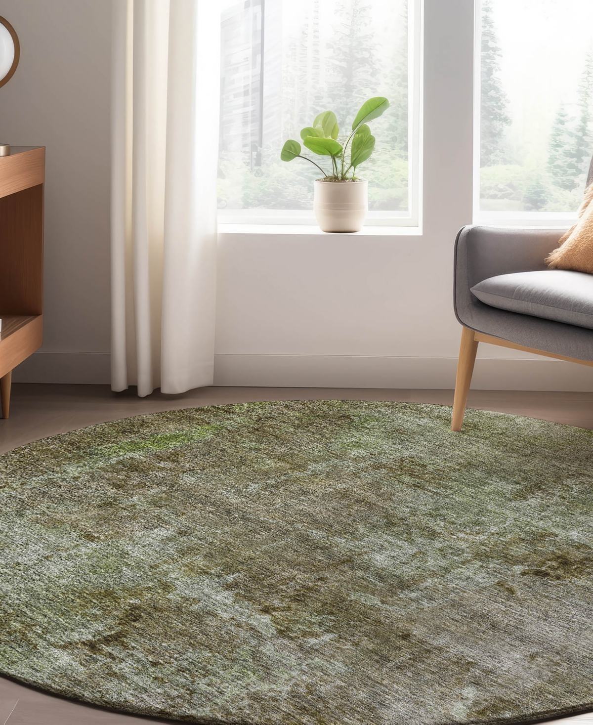 Dalyn Trevi Washable Tv9 8'x8' Round Area Rug In Mocha