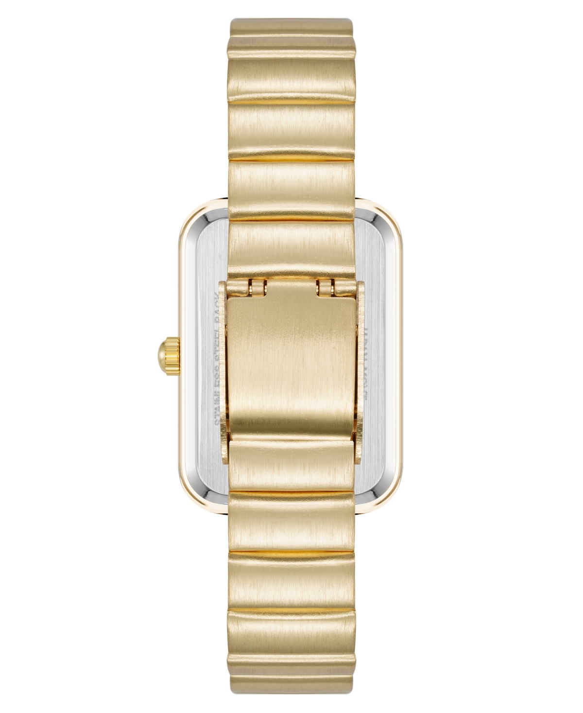 Anne Klein Women's Quartz Petite Rectangular Gold-tone Stainless Steel Watch, 23mm In Black,gold-tone