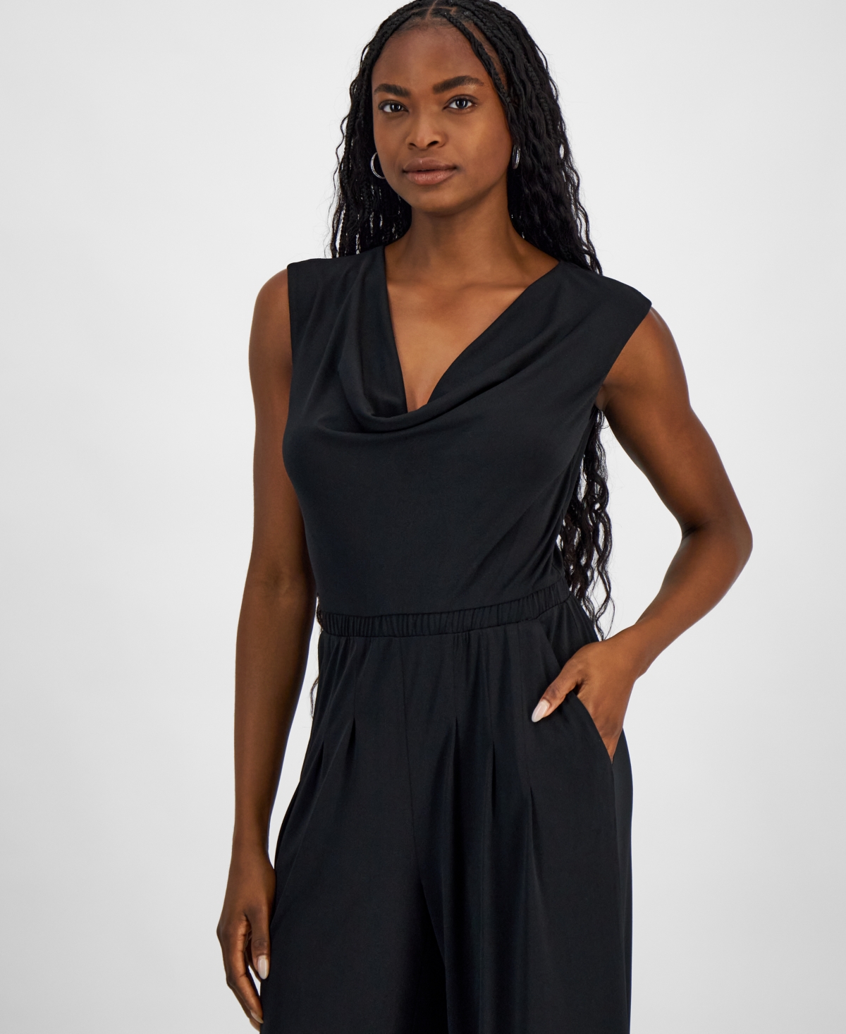 Bar Iii Women's Knit Crepe Cowlneck Jumpsuit, Exclusively at Macy's