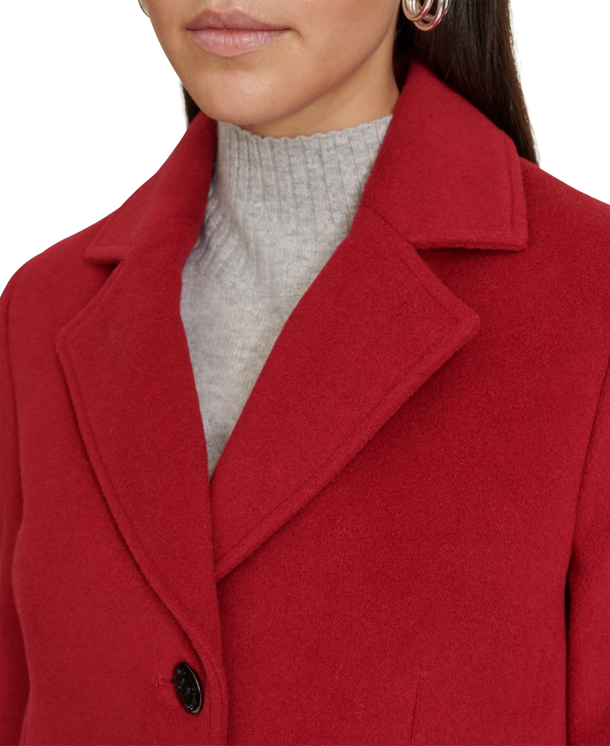 Calvin Klein Womens Single-breasted Wool Blend Coat In Red