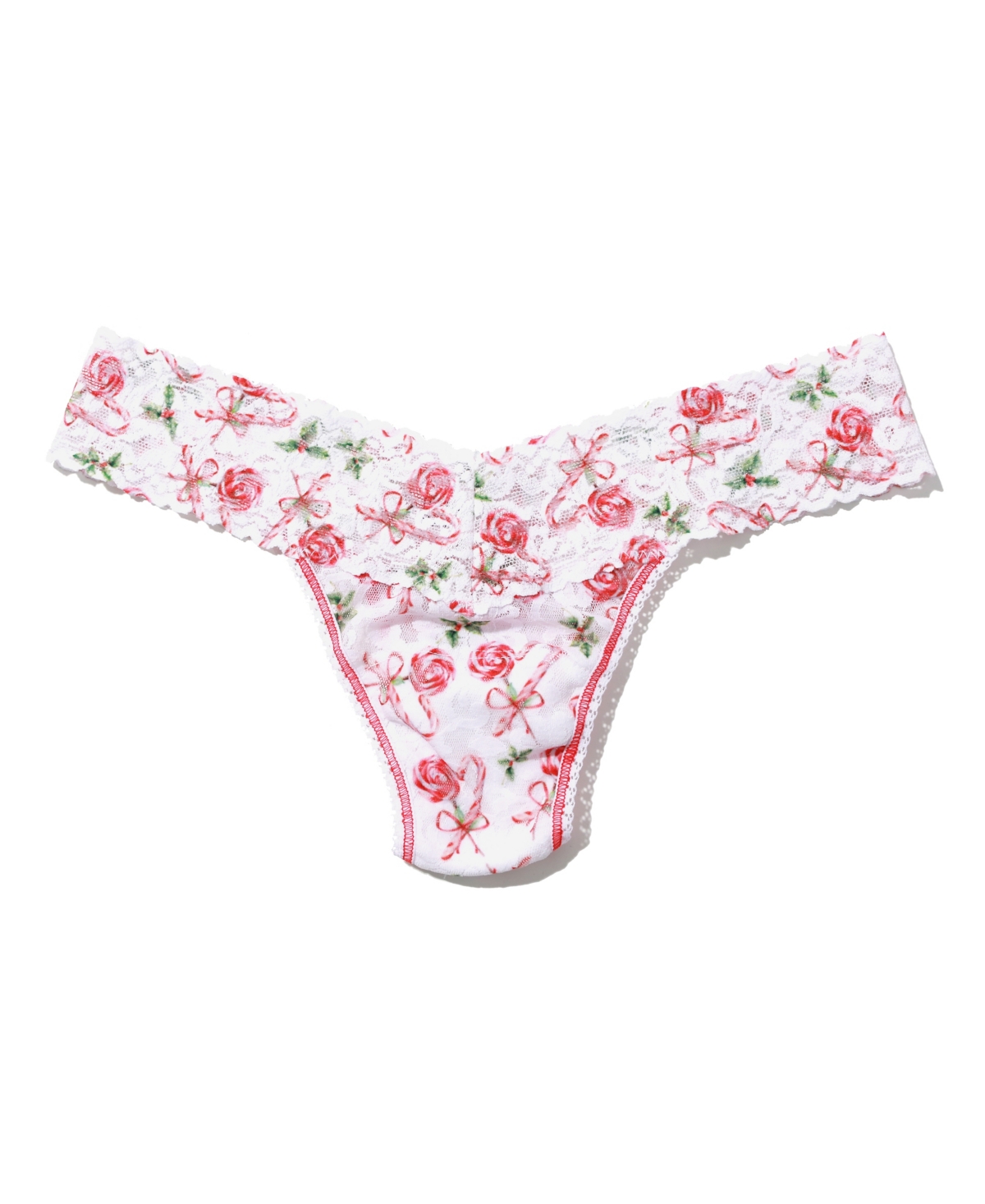 Hanky Panky Printed Signature Lace Low Rise Thong In Something Sweet White