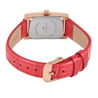 Women's Contour Tank Shape Case Red Watch with Roman Numerals