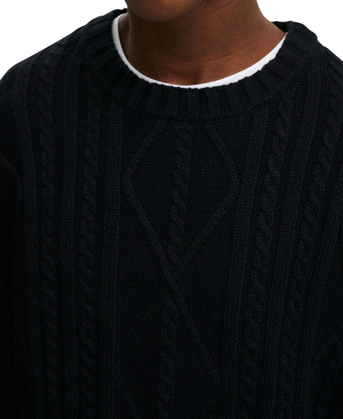 COTTON ON MEN'S CABLE KNIT CREW SWEATER 