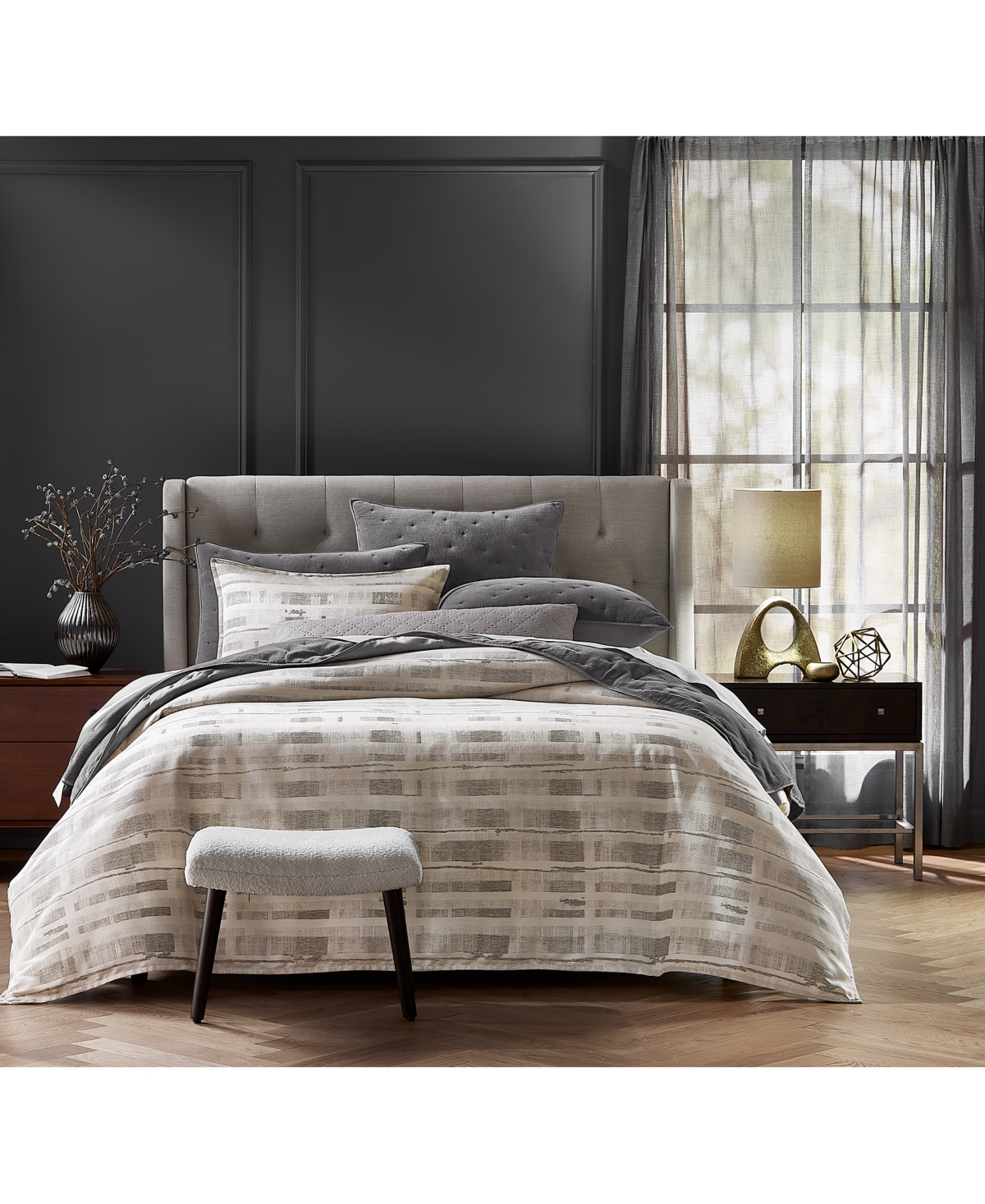 HOTEL COLLECTION BROKEN STRIPE 3-PC. DUVET COVER SET, KING, EXCLUSIVELY AT MACY'S 