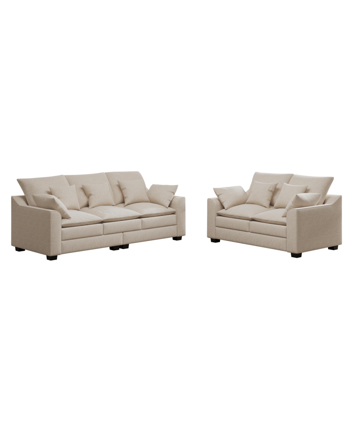 Streamdale Furniture 2 Pieces Sofa Couch 3-Seater and Loveseat with Pillows Polyester Upholstered Duck Down Filled Cushion Sofa Set for Living Room Ap
