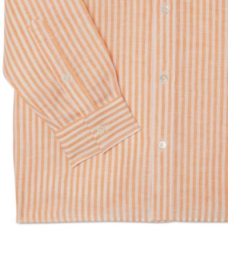 Men's Long Sleeve Striped Button-Down Linen Shirt