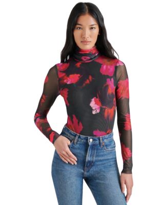 Steve Madden - Women's Luella Floral-Print Mesh Bodysuit