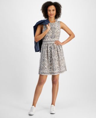 Nautica Women's Paisley Border-Print Sleeveless Dress