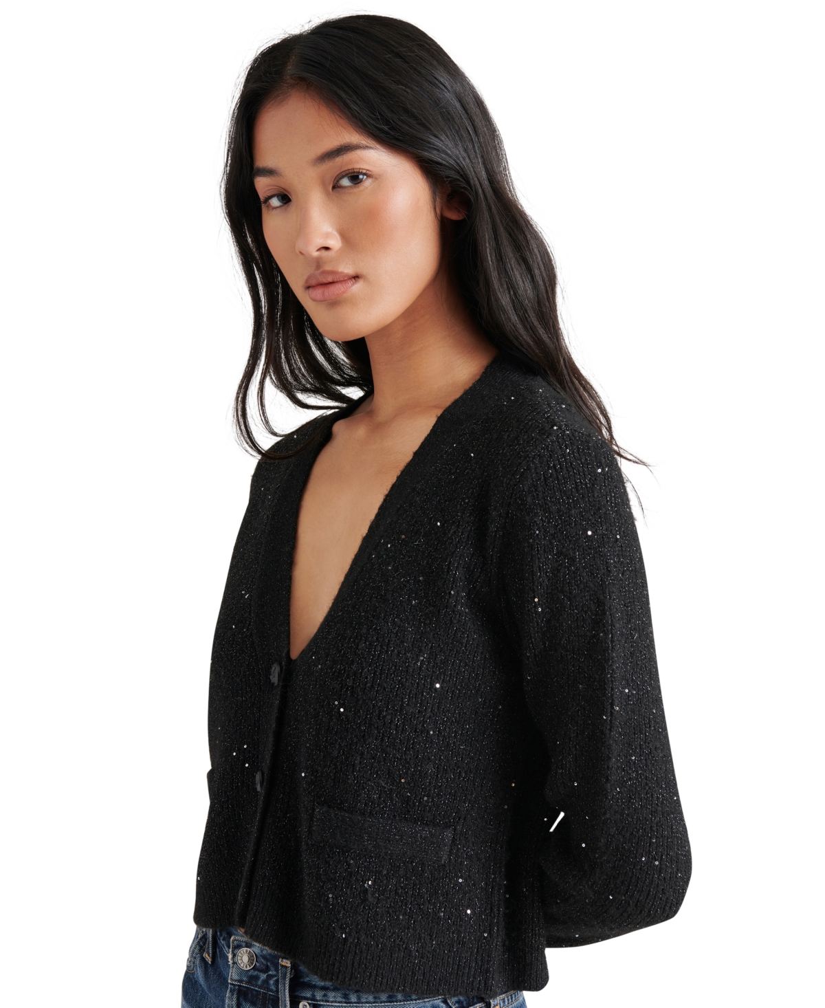Steve Madden Women's Aero Metallic-Knit Cardigan