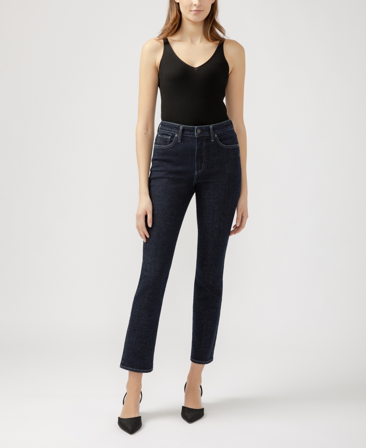 Shop Silver Jeans Co. Women's Isbister High Rise Straight Leg Jeans In Indigo