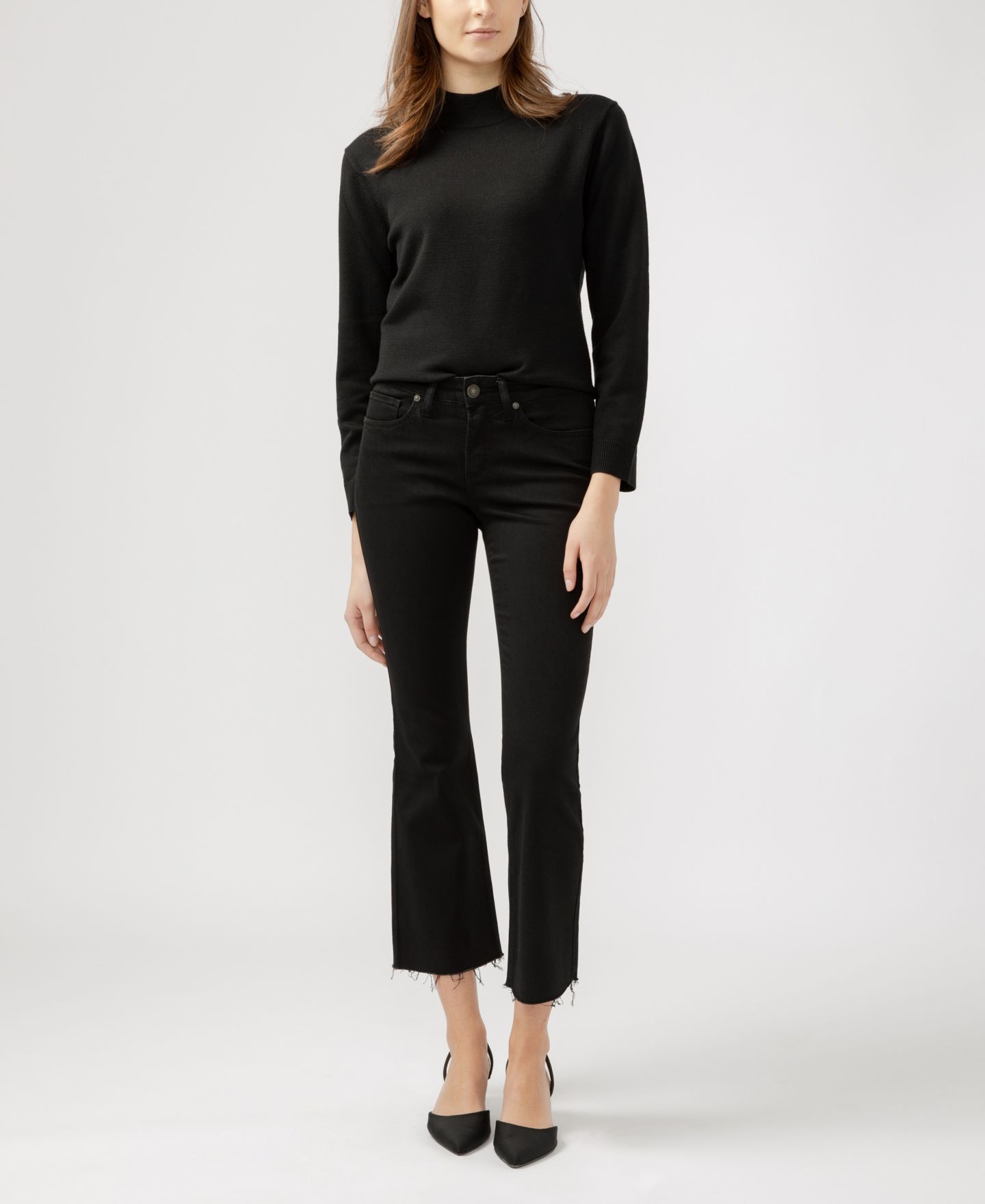 Женские джинсы Silver Jeans Co. Suki Mid Rise Curvy Fit Kick Flare, цвет: Чёрный — фото 7
