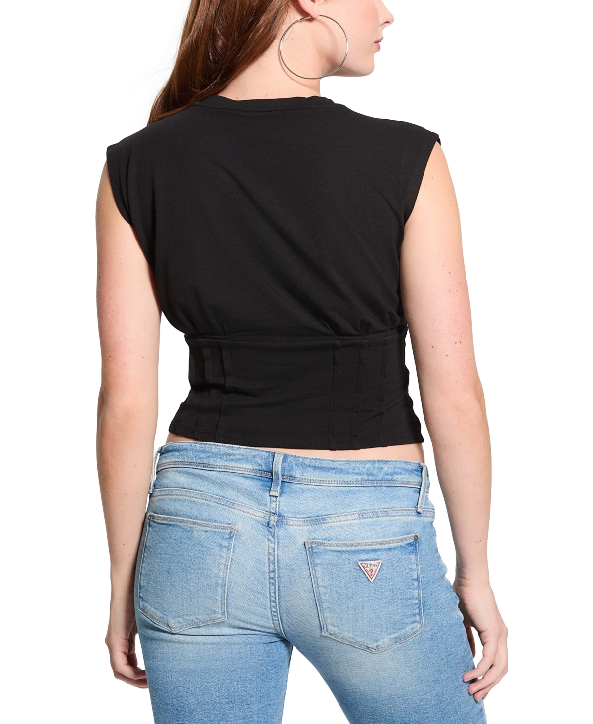 Guess Women's Pigment Rose Corset Sleeveless T-Shirt