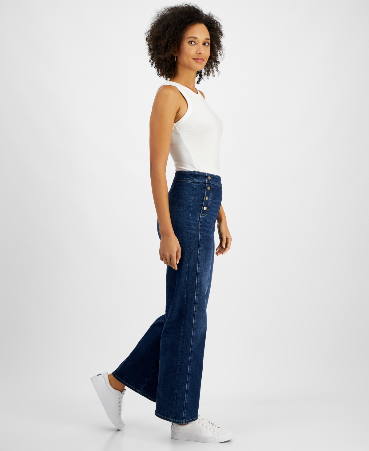 Nautica Jeans Women's Side-Zip Wide-Leg Sailor Jeans