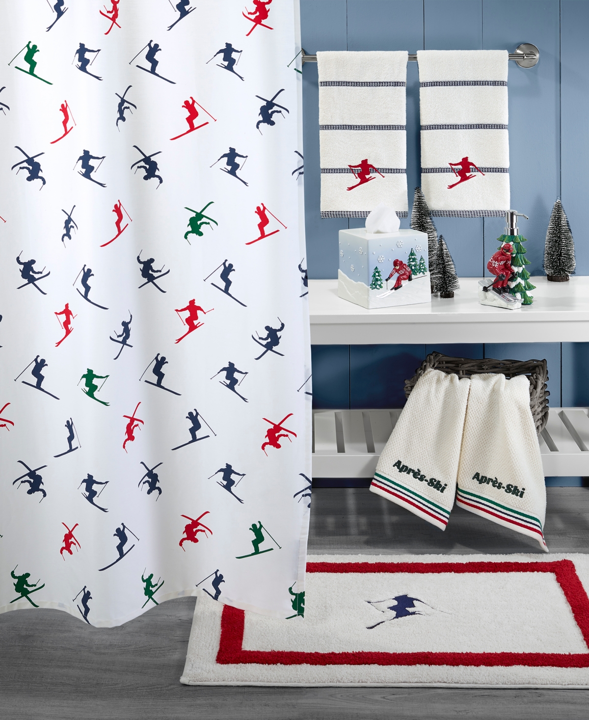 Izod Alpine Shower Curtain, 72" X 72" In Blue