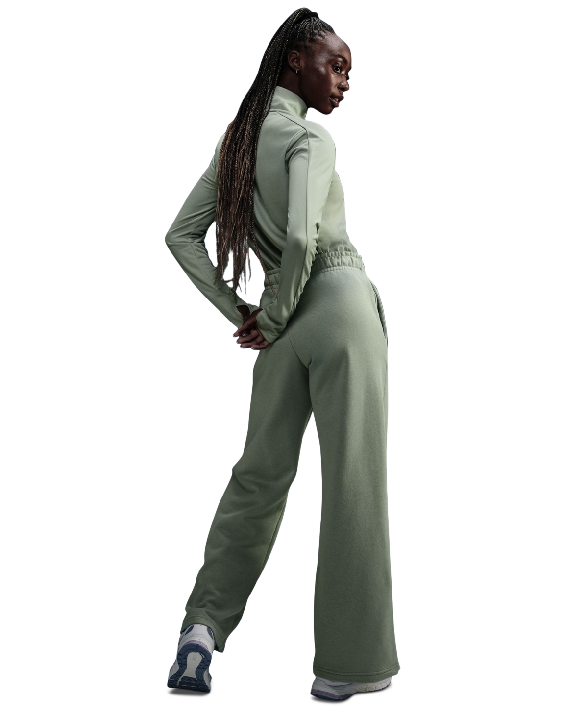 Nike Women's Sportswear Club Fleece Mid-Rise Wide-Leg Sweatpants -whi