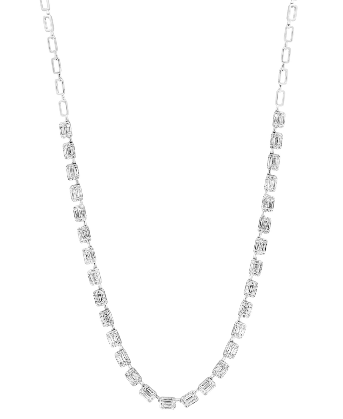 Effy Collection Effy Diamond Baguette & Round Cluster 18-1/2" Tennis Necklace (4-3/8 Ct. T.w.) In 14k White Gold In White Gold