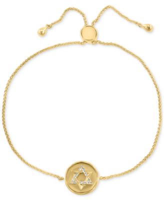 EFFY Collection - Diamond Star of David Disc Bolo Bracelet (1/20 ct. t.w.) in 14k Gold