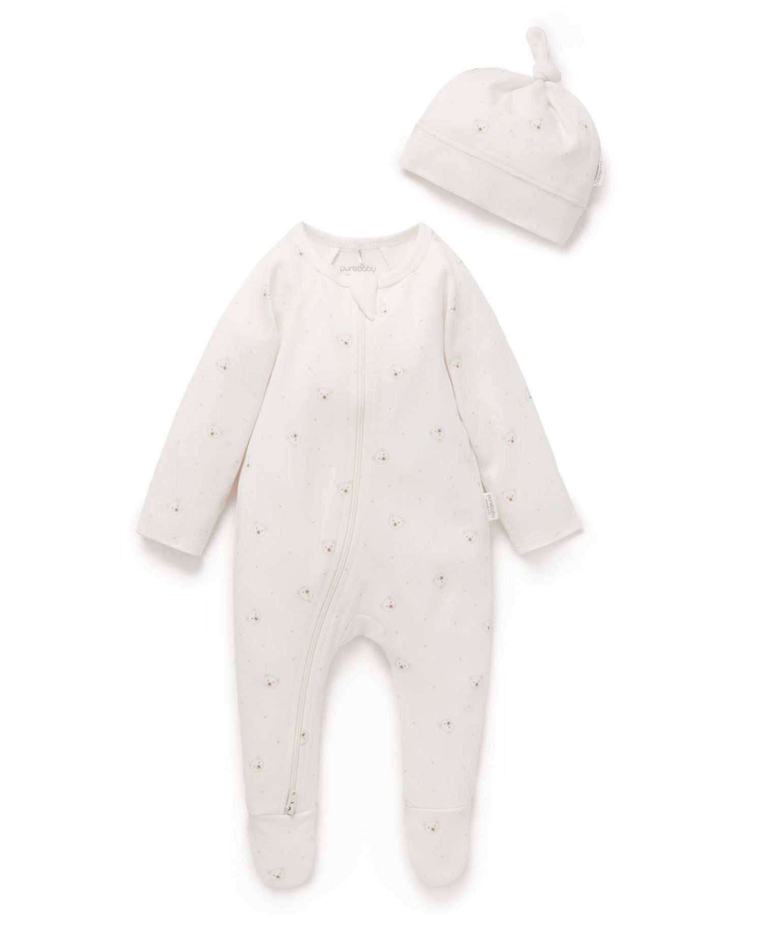 Baby Boy and Baby Girls Zip Coverall & Hat Set