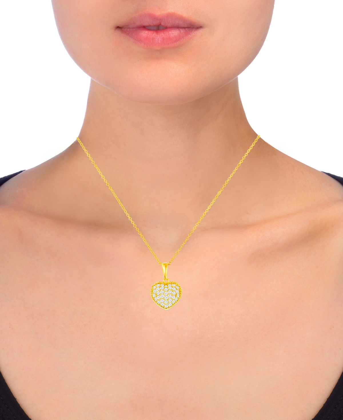 MACY'S DIAMOND HEART CLUSTER PENDANT NECKLACE (3/8 CT. T.W.) IN 14K GOLD, 16" + 2" EXTENDER 