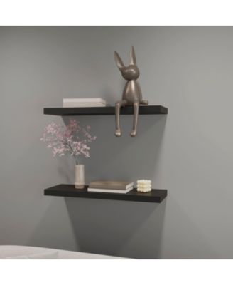Iva Floating Shelf in Melamine x2, Black