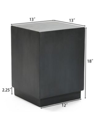 Outdoor Side Table, 18'' Minimalist Gray Square Cement End Tables, Small Accent Table for Indoor, Outdoor, Porch, Poolside, Backyard, Modern Patio Furniture, Plant Stand