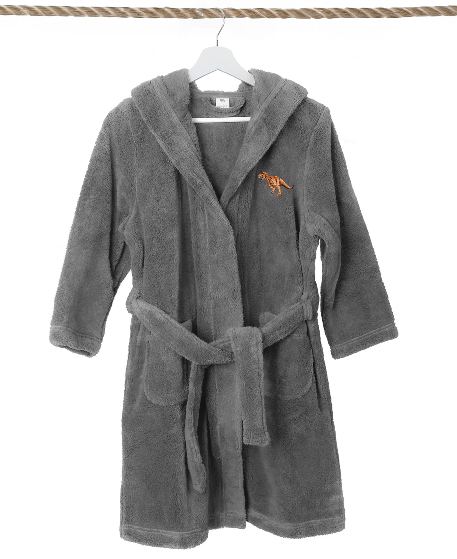 Kids Dino Super Plush Double Brushed Hooded Bathrobe