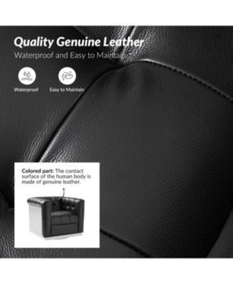 1 Count Gabriel Mid-Certury Modern Genuine Leather Swivel Club Chair