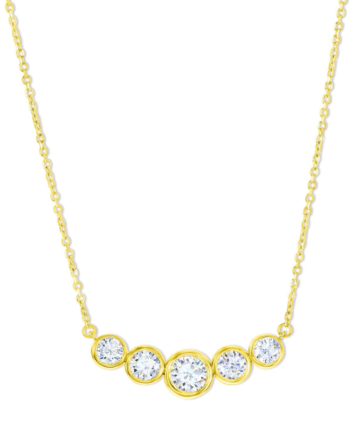 MACY'S DIAMOND BEZEL GRADUATED BAR NECKLACE (1-1/5 CT. T.W.) IN 14K WHITE OR YELLOW GOLD, 16" + 2" EXTENDER 