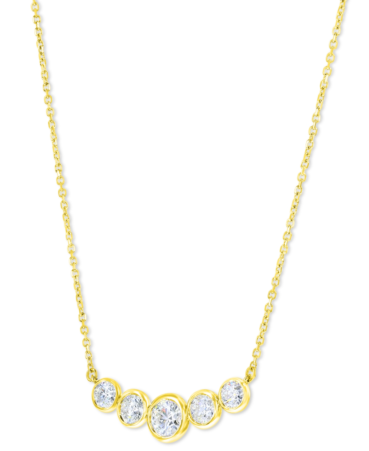 MACY'S DIAMOND BEZEL GRADUATED BAR NECKLACE (1-1/5 CT. T.W.) IN 14K WHITE OR YELLOW GOLD, 16" + 2" EXTENDER 