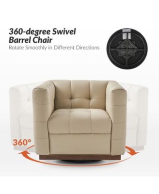 1 Count Gabriel Mid-Certury Modern Genuine Leather Swivel Club Chair