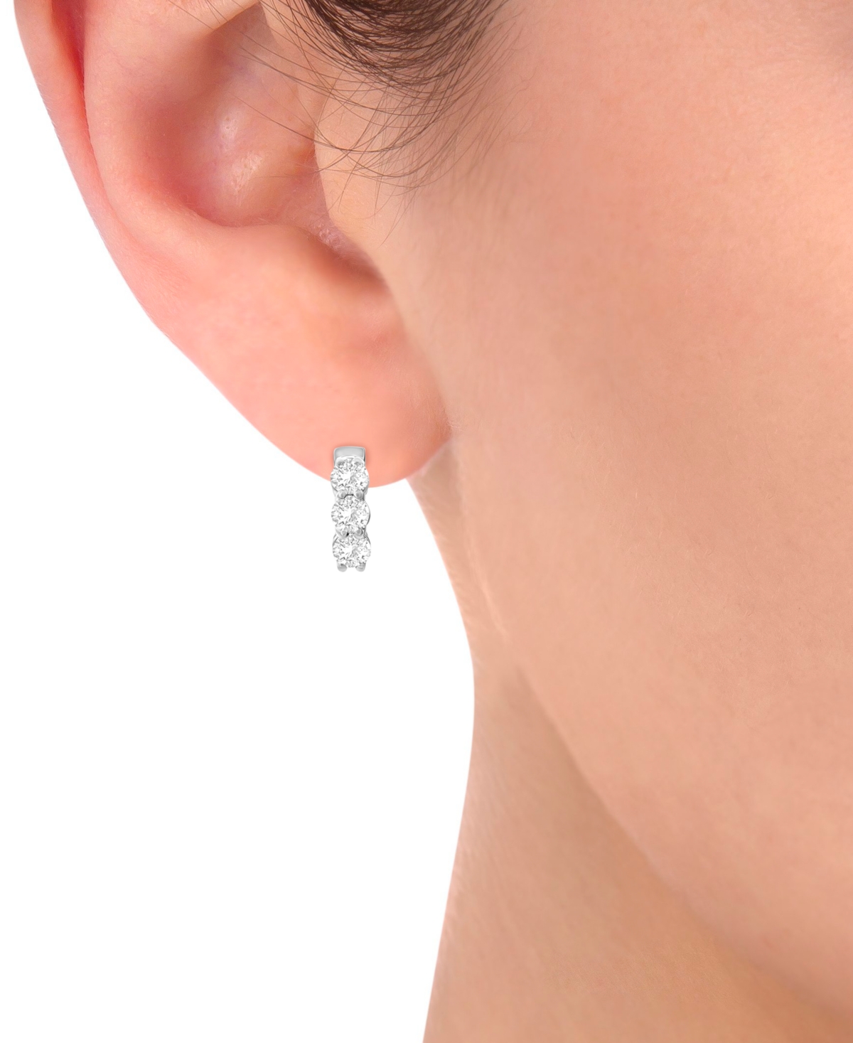 Macy's Diamond Huggie Hoop Earrings (1 Ct. T.w.) In 14k White Or Yellow Gold In White Gold