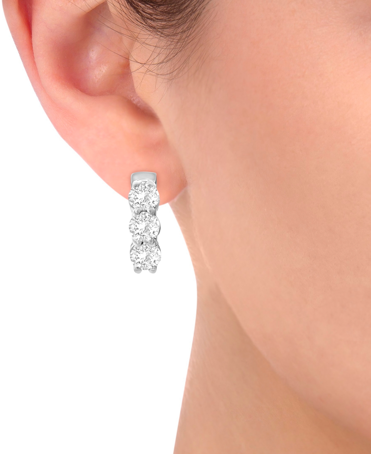 Macy's Diamond Huggie Hoop Earrings (1 Ct. T.w.) In 14k White Or Yellow Gold In White Gold