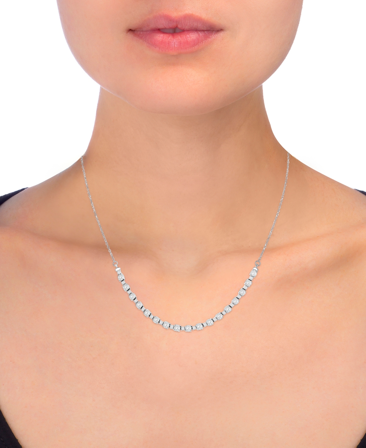 MACY'S DIAMOND CURVED BAR COLLAR NECKLACE (1-1/2 CT. T.W.) IN 14K WHITE OR YELLOW GOLD, 16" + 2" EXTENDER 