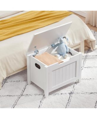 Storage Chest, Upholstered Storage Trunk with 2 Safety Hinges, Storage Bench, Flip-Top Toy Chest for Entryway, Bedroom, Living Room, White