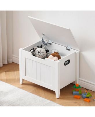 Storage Chest, Upholstered Storage Trunk with 2 Safety Hinges, Storage Bench, Flip-Top Toy Chest for Entryway, Bedroom, Living Room, White
