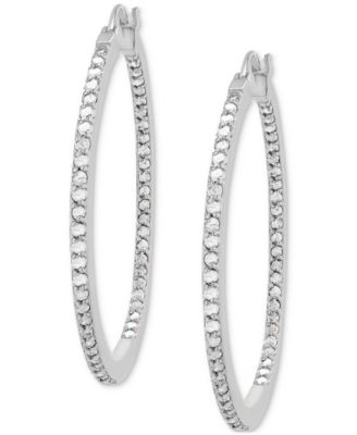 Diamond In & Out Hoop Earrings (1 ct. t.w.) in Sterling Silver or 14k Gold-Plated Sterling Silver