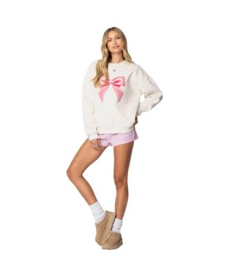 Womens Bow Brat Printed Sweatshirt