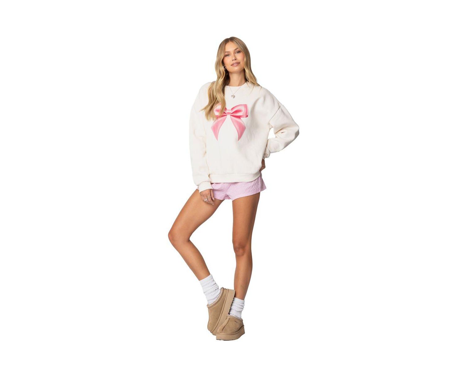 Womens Bow Brat Printed Sweatshirt