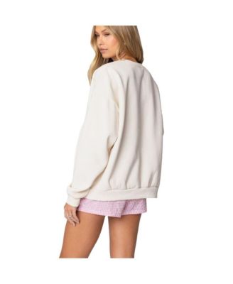 Womens Bow Brat Printed Sweatshirt