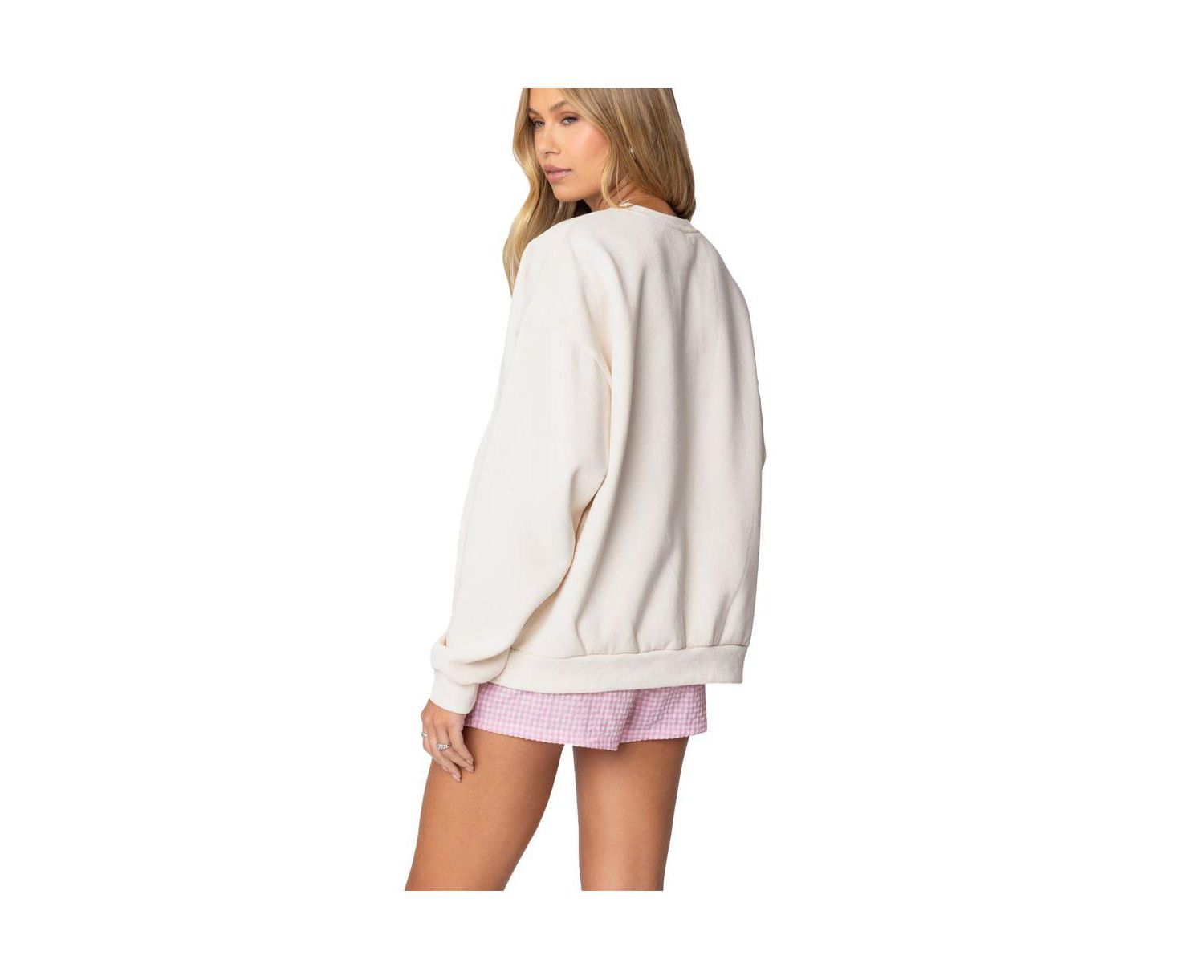 Womens Bow Brat Printed Sweatshirt