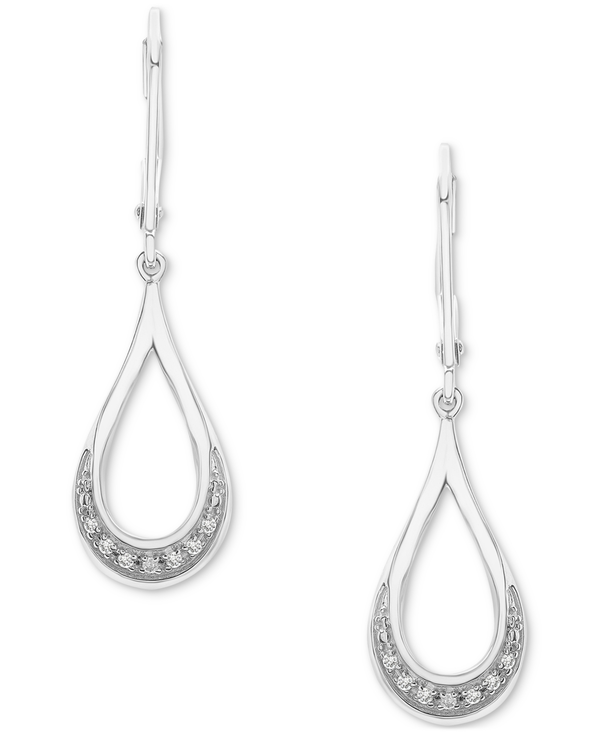 2-Pc. Set Diamond Open Teardrop Pendant Necklace & Matching Drop Earrings (1/6 ct. t.w.)  Created for Macy's - Sterling Silver